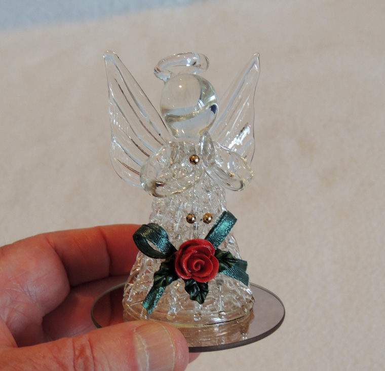 Vintage Hand Spun Blown Art Glass Praying Angel Figurine Ornament Rose And Mirror Ebay 2969