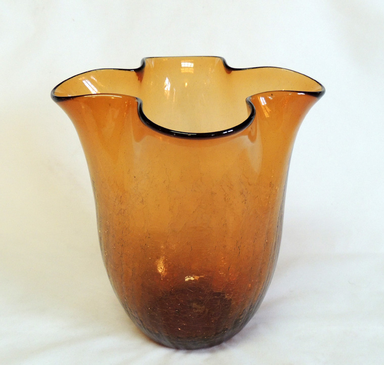 Vtg Mid Century Large Amber Blenko Art Glass 9